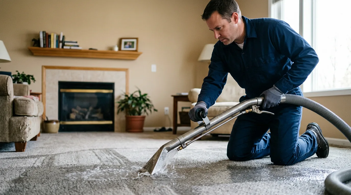 Water damage restoration technician working near Wharton, WV